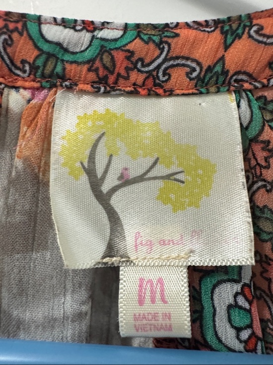 fig and flower Orange Multi Floral Patchwork Peasant Blouse - Picture 3 of 3